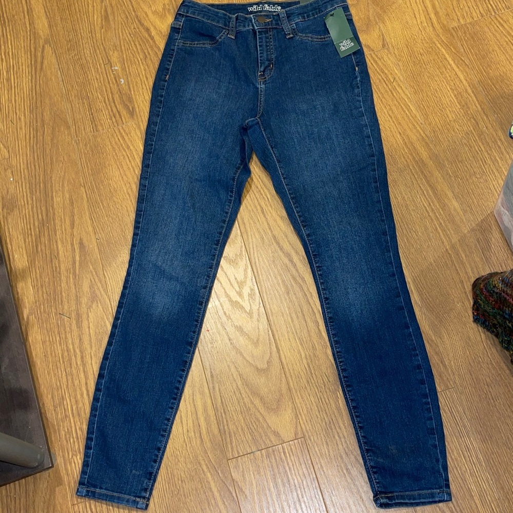 High rise/skinny dark‎ denim